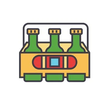 3 beers flat line illustration, concept vector isolated icon Stock-Illustration