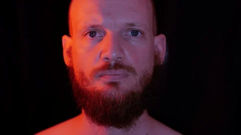 3 Bizarre red light stare smile techno neon style Stock Footage 112080543