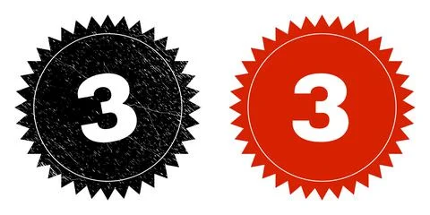 3 Black Rosette Stamp with Distress Texture Stock Illustration