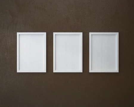 3 Blank frame on  brown wall. Stock Illustration
