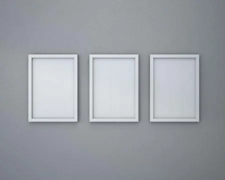 3 Blank frame on  gray wall. Stock Illustration
