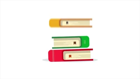 3 book falling in stack 2d animation video Vídeo Stock 295415401