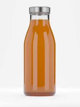 3 bottles with juice - aluminium cap - 3d illustration Stock Illustration