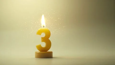 3 Candle for text and birthday years with sparkles 4k Stock Footage 312309562