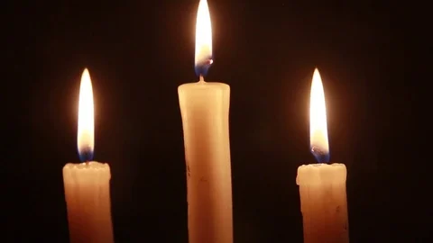 3 candles close up Stock Footage 84575468