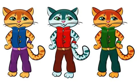 3 cats in different colors Stock Illustration