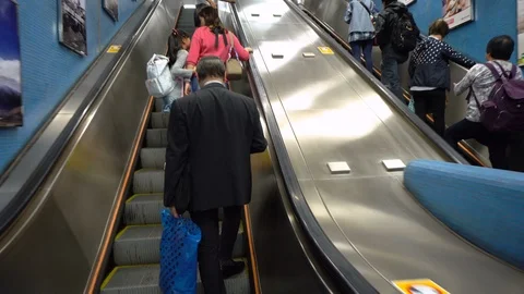 3 Cips - People On Escalators Going Upwards - Hong Kong Stock Footage 92048115