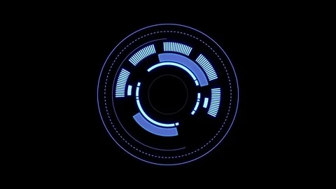 3 circle interfaces with different colors- Headup Display Stock Footage 83384895