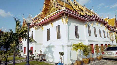 3 Clips - Buildings on Grounds of Wat Benchamabophit - Marble Temple Stock Footage 101455461