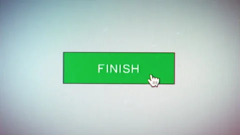 3 clips, clicking a green button labelled Finish on a monitor Stock Footage 288967896
