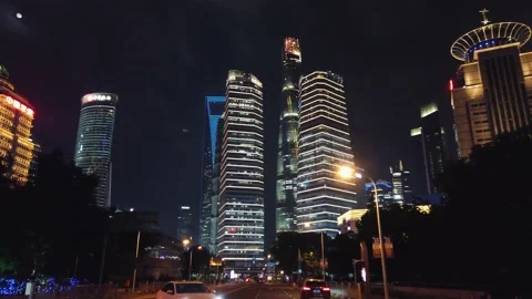 3 Clips of Downtown Shanghai Video stock 163727563
