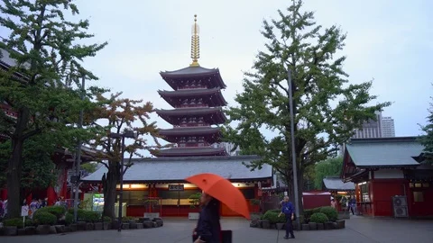 3 Clips - Senso Ji 5 Story Pagoda in Tokyo, Japan Stock Footage 98295019