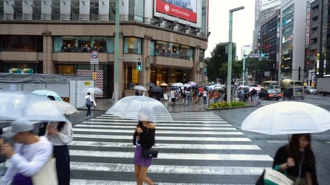 3 Clips - Walking in Central Tokyo on Rainy Day Stock Footage 104415540
