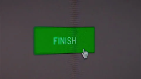 3 close up clips, clicking a green button labelled Finish. Stock Footage 288969529