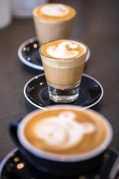 3 coffees Stock Photos
