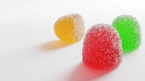 3 colored fruit jelly candy. Highly detailed realistic 3D rendering Stock Illustration