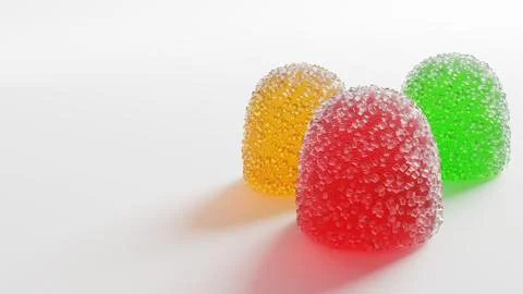 3 colored fruit jelly candy. Highly detailed realistic 3D rendering Stockillustratie