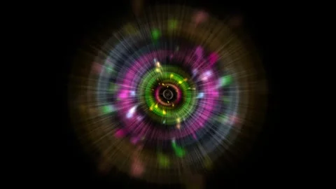3 colorful beams spining on dark background Stock Footage 340263249