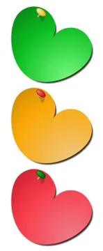 3 Coloured Heart Sticky Notes Stock Illustration