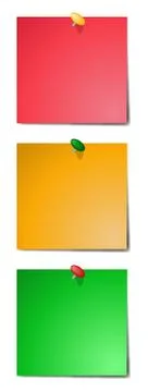 3 Coloured Sticky Notes Stock Illustration