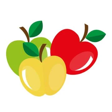 3 Colourful apple vector drawing Stock Illustration