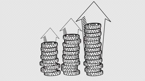 3 columns of linear coins Stock Footage 148170462