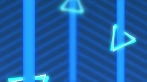 3 columns with triangles rotating around them that move upwards on an abstract Stock Footage 127338425