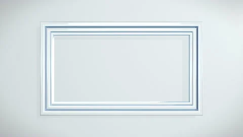 3 concentric frames on the white wall with blue shadow light effect Stock Footage 229327009