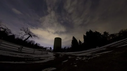 3 Crow Farm, Cloudy Moonrise Fisheye Time Lapse Stock Footage 87622346