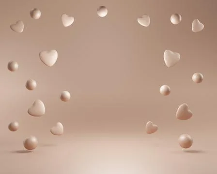 3 d abstract background with hearts. Love minimalistic concept of flying hear Stock Illustration