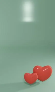 3 d abstract background with pink hearts. Love minimalistic concept of flying Stock Illustration