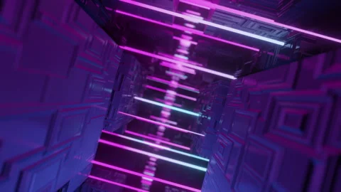 3 d cubes pierced with neon lines Stock Footage 243504594