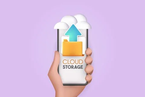 3 d illustration of cloud storage concept, hand holding a cloud icon Stock Illustration