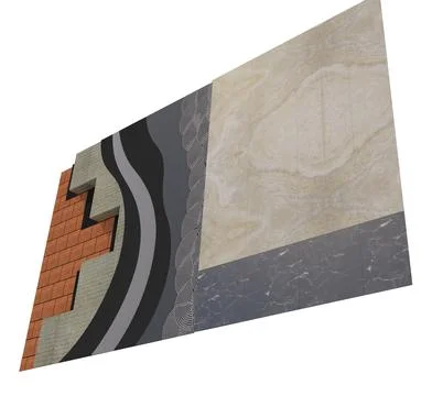 3 d layered wall. Isometric wall section layers. Stock Illustration