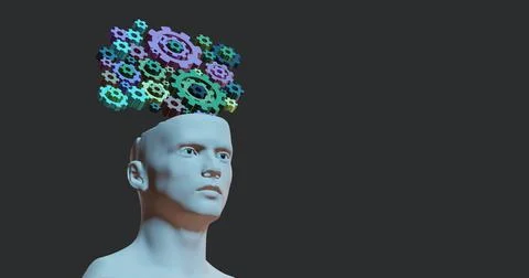 3 d render, concept philosophy of man, psychology of reflection 스톡 일러스트