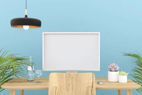 3 d rendered computer desktop mock up. Stock Illustration