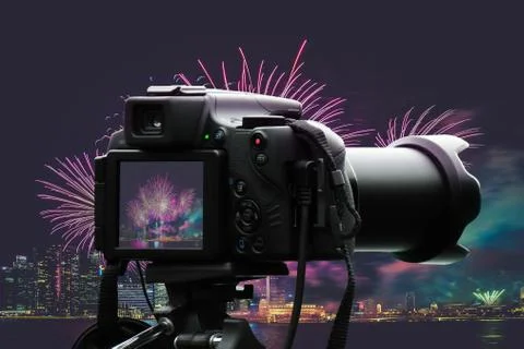 3 D rendering fireworks sparking in front of camera Stock Photos