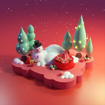 3 d rendering illustration. Background with Christmas scene for web greeting Stock Illustration