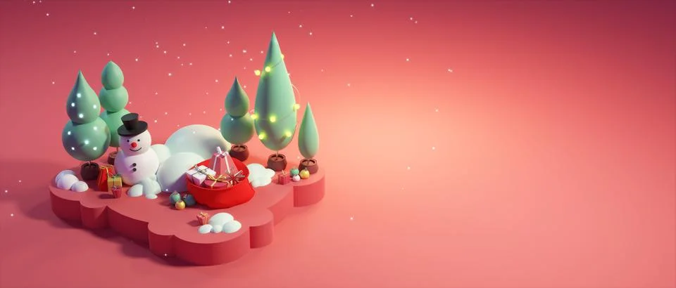3 d rendering illustration. Background with Christmas scene for web greeting Stock-Illustration