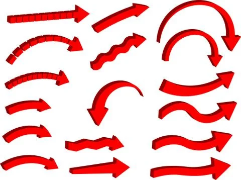 3-D Vector Arrow Set Stock Illustration