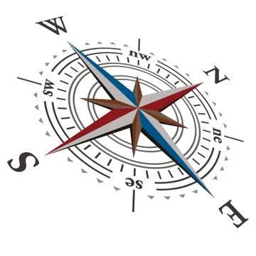 3 D Vector wind rose compass Stock Illustration
