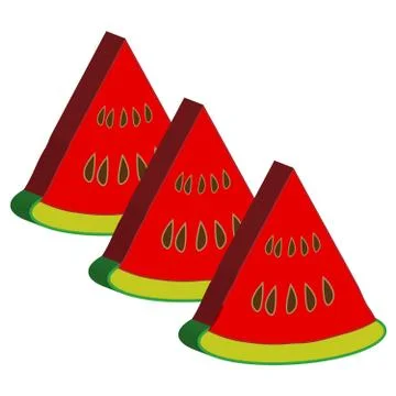 3 D Watermelon isolated on white background. Stock Illustration