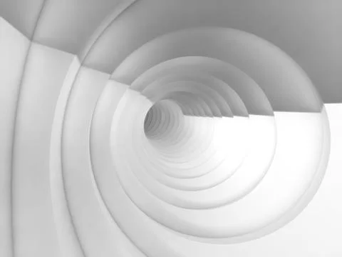 3 d white bent vortex tunnel interior Illustrazione stock