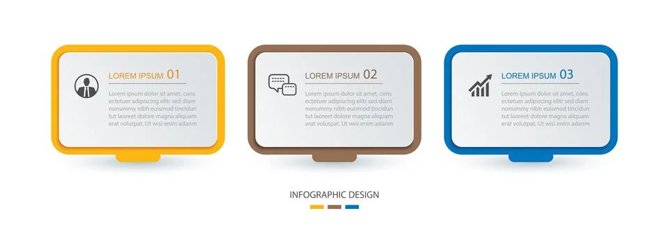 3 data infographics rectangle layout paper template. Illustration business .. Stock Illustration