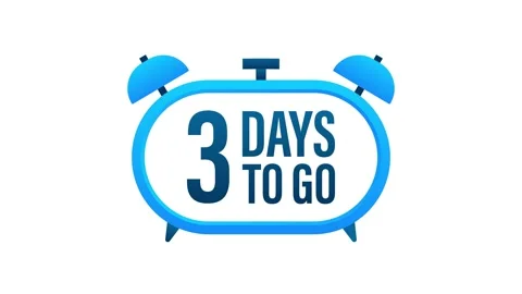 3 Days to go. Countdown timer. Clock icon. Time icon. Count time sale. Motion Video stock 149447815