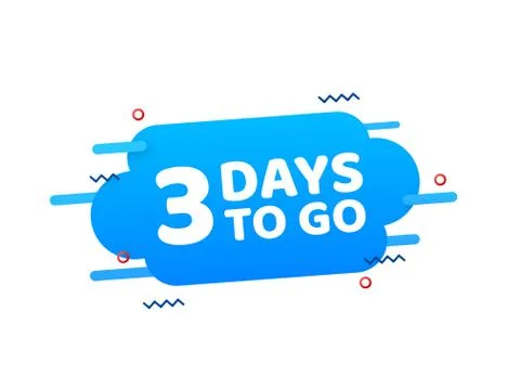 3 Days to go. Countdown timer. Clock icon. Time icon. Count time sale. Vector Illustrazione stock