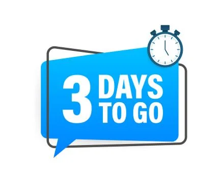 3 Days to go. Countdown timer. Clock icon. Time icon. Count time sale. Vector Illustrazione stock