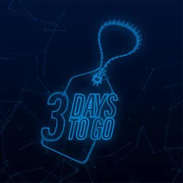 3 Days to go. Countdown timer. Neon icon. Time icon. Count time sale. Vector 스톡 일러스트
