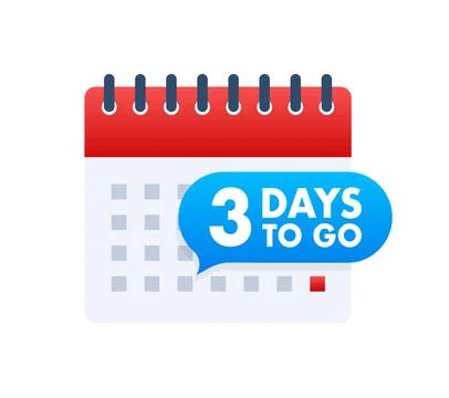 3 Days to go. Countdown timer. Clock icon. Time icon. Count time sale. Vector Illustrazione stock