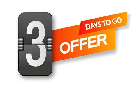 3 days to go icon set. Countdown of days remaining. Offer timer sticker limited Stock-Illustration